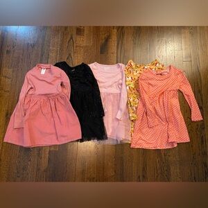 LOT (5) toddler girl size 4T long sleeve dress mixed brands OshKosh Jumping Bean